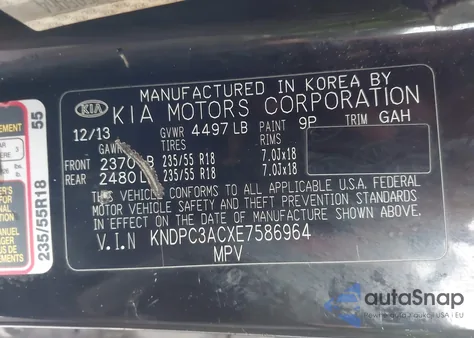 2014 Kia Sportage Ex from USA, damaged, VIN KNDPC3ACXE7586964